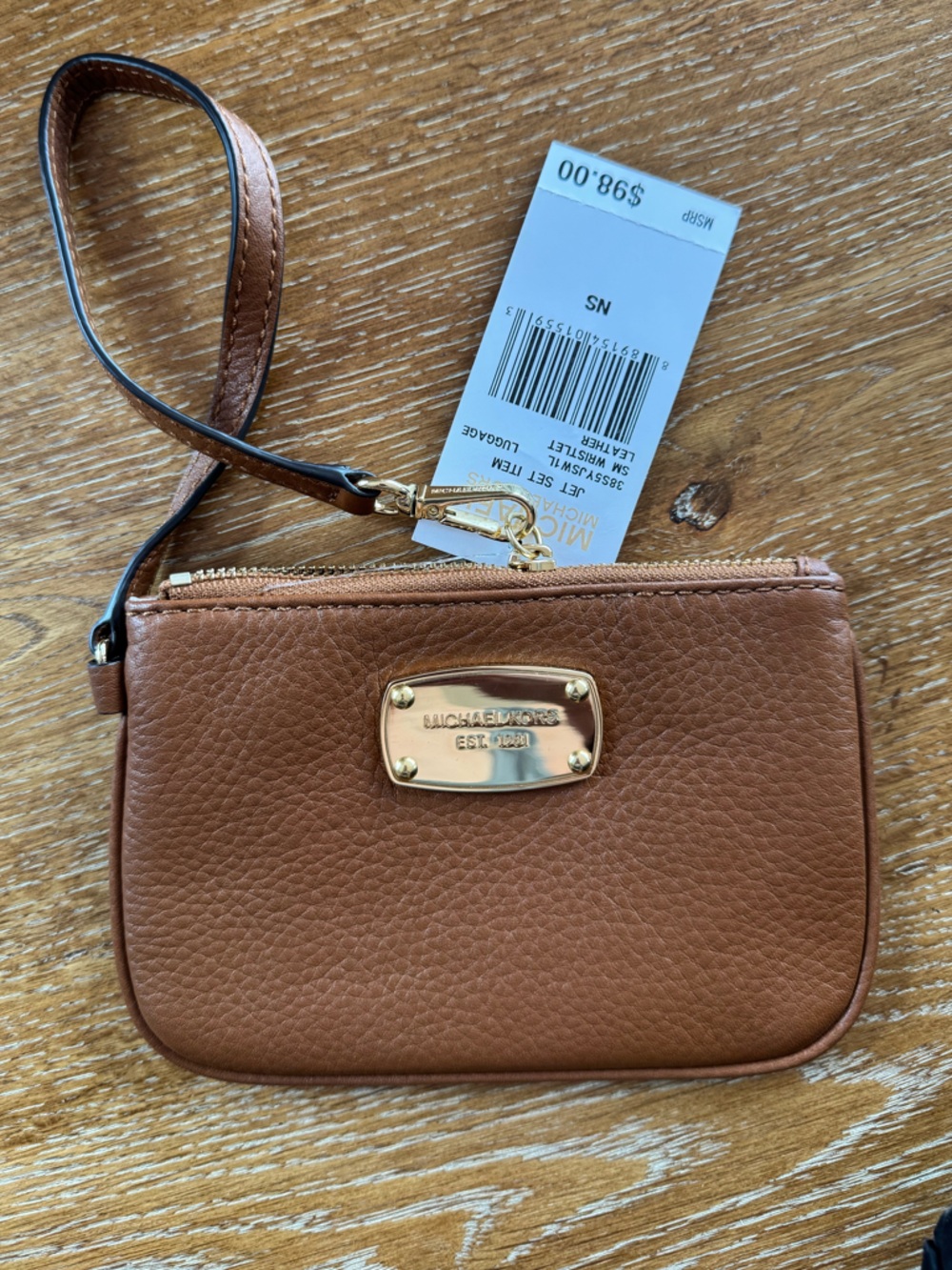 Michael Kors Cognac Pebbled Leather Wristlet - New with Tags - Picture 3 of 5